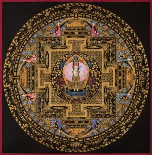 1000 Armed Chengrezig Mandala | Avalokiteshvara Spiritual Gift Idea | Wheel of Time Thangka